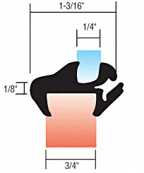 CRL One-Piece Self-Sealing Universal Weatherstrip 3/4" Panel - 1/4" Glass