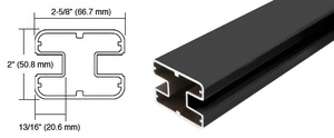 CRL Matte Black 241" Long 2" x 2-5/8" Rectangular 180 Degree Post