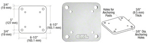 CRL Metallic Silver 6-1/2" x 6-1/2" Square Base Plate