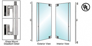 CRL-Blumcraft® Brushed Stainless Right Hand Glass Mount Keyed Access 'F' Exterior Top and Bottom Secured Deadbolt Handle