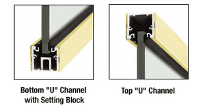 CRL Satin Brass Custom Length U-Channel with Roll-In Top Load Gasket