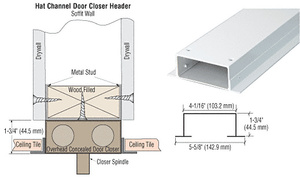 CRL White 4" Hat Channel for 72" Double Door Closer Header