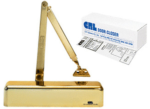 CRL Brite Gold Delayed Action Adjustable Spring Power Size 1/2 to 4 Surface Mount Door Closer