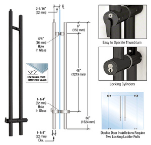 CRL Matte Black 60" Upwards Locking Ladder Pull