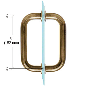 CRL Antique Brass 6" Tubular Back-to-Back 3/4" Diameter Shower Door Pull Handles