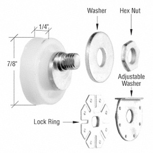 CRL 7/8" Nylon Ball Bearing Flat Edge Roller for American Shower Doors