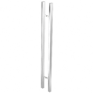 CRL Polished Stainless Glass Mounted Square Ladder Style Pull Handle with Square Mounting Posts - 60"