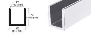 CRL Brite Anodized Frameless Shower Door Aluminum Deep U-Channel for 3/8" Thick Glass - 144"