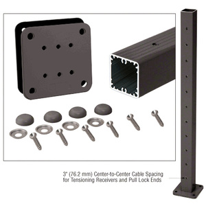 CRL Matte Bronze 36" Tall Cable Receiver Post Kit Prepped for Button Terminal End