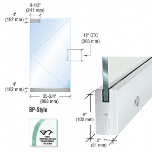 CRL Dry Glazed Frameless Glass 3' BP-Style Satin Anodized Single Door Only Kit - with Lock