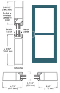CRL-U.S. Aluminum Custom KYNAR® Paint IG600 Series Custom Single StormFront™ Gear Hinged Entrance for Panic and Concealed Overhead Closer