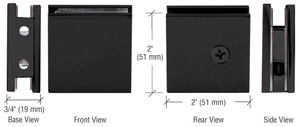 CRL Matte Black Square Style Notch-in-Glass Fixed Panel U-Clamp