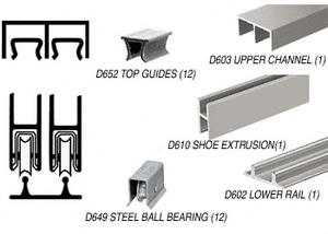 CRL Brushed Nickel Track Assembly D603 Upper and D602 Lower Track With Steel Ball-Bearing Wheels
