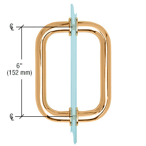 CRL Gold Plated 6" Tubular Back-to-Back 3/4" Diameter Shower Door Pull Handles