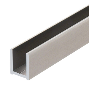 Brushed Nickel 95" (2.49 m) High Profile Aluminum Glazing Channel for 3/8" Glass