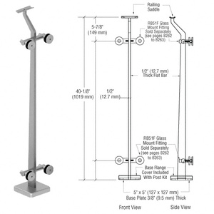 CRL Brushed Stainless 180 Degree Center P5 Series Post Railing Kit