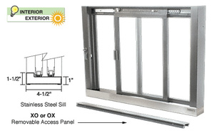 CRL Satin Anodized Self-Closing Deluxe Sliding Service Windows with Stainless Steel Sill
