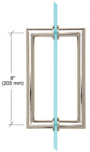 CRL Polished Nickel 8" MT Series Round Tubing Mitered Corner Back-to-Back Pull Handle