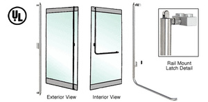 CRL-Blumcraft® Brushed Stainless Left Hand Reverse Rail Mount Retainer Plate "F" Exterior, Top Securing Panic Handle