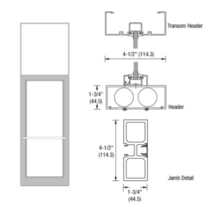 CRL-U.S. Aluminum Clear Anodized Class 1 39-1/2" x 126" Series DF800 Tubular Center Hung Transom Frame Complete (1FT)