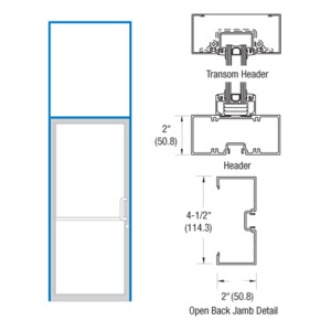 CRL-U.S. Aluminum White KYNAR® Paint 40" x 126" Right Hand Transom Single Door Frame