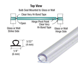 CRL Translucent Vinyl Bulb Seal 5/32" Gap with Pre-Applied Tape