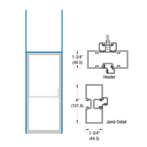 CRL-U.S. Aluminum White KYNAR® Paint Tubular H Frame Prepped for Left Hand Single Butt Hung Door Using Surface Mount Closer
