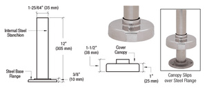 CRL Brushed Stainless Steel Flange and Canopy for 2" Tubing