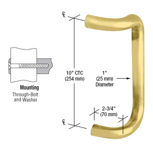 CRL Polished Brass 10" Single Offset Door Pull