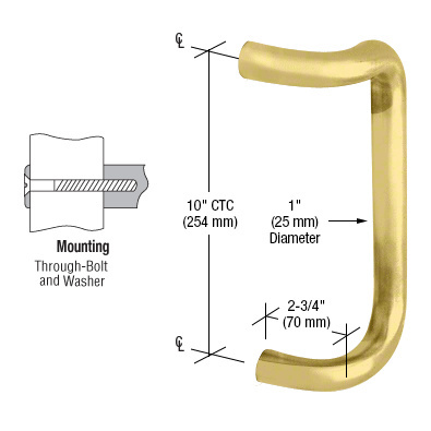 CRL Polished Brass 10" Single Offset Door Pull