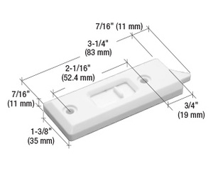 CRL White Tilt Latch with 2-1/16" Screw Holes