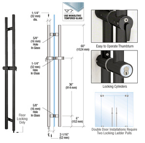 CRL Matte Black 60" Locking Ladder Pull