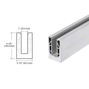 CRL 8B Series Mill Aluminum Custom Size Square Base Shoe Drilled for 1/2" Glass