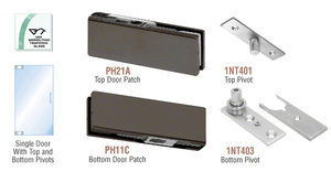 CRL Black Bronze Anodized European Patch Door Kit - Without Lock