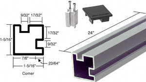 CRL Satin Anodized 24" Corner Aluminum Counter Post