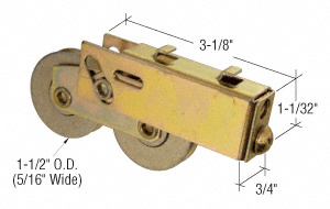 CRL 1-1/2" Steel Tandem Sliding Glass Door Roller with 3/4" Wide Housing for Smith Carry Doors