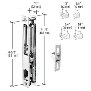 CRL Chrome Flush Mount Handle Set 6-5/8" Screw Holes with 4 Hook Assortment