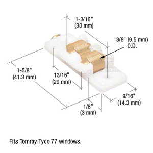 CRL Sliding Window Roller with 3/8" Dual Steel Wheels for Tomrays Tyco 77 Windows