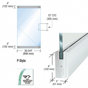 CRL Dry Glazed Frameless Glass 3'-0" P-Style Satin Anodized Single Door Only Kit - without Lock