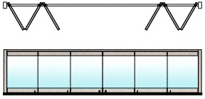 CRL Brushed Stainless 6-Panel Bipart Overhead Track Full Bi-Fold Door Configuration