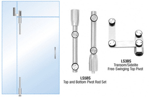 CRL Brushed Stainless Laguna Pivot Door System for Use With Free-Swinging Doors With Sidelite and Glass Transom Bracket