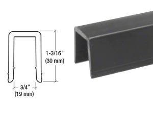 CRL Black Rigid 3/4" U-Channel Cap Rail Vinyl - 120"