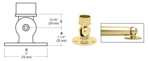 CRL Polished Brass Adjustable Flange for 1-1/2" Tubing