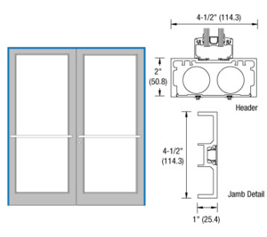 CRL-U.S. Aluminum Custom Painted Series DF800 Up/Over Sub Frame for a Pair of Doors