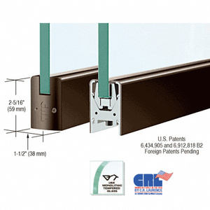 CRL Black Bronze Anodized 1/2" Glass Low Profile Square Door Rail Without Lock - 35-3/4" Length