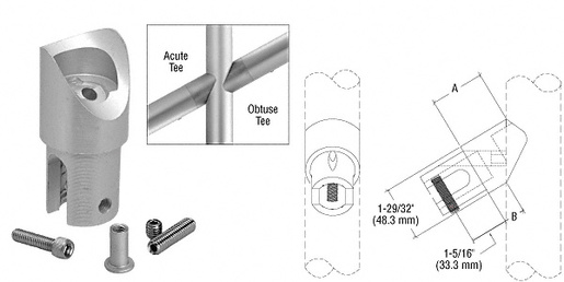 CRL Satin Anodized ACRS Acute 5º Angled Tee Adaptor