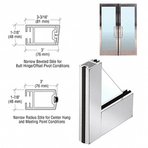 CRL 3" Polished Stainless Narrow Stile Clad Full Framed Door