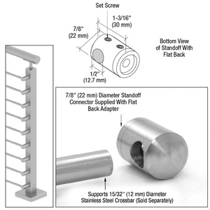 CRL 316 Brushed Stainless Right End Standoff Connector (Flat Back)
