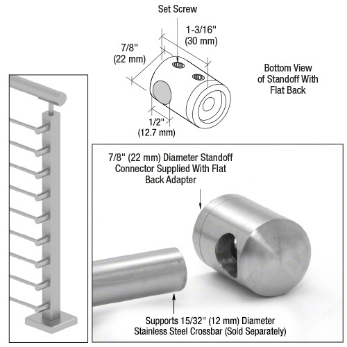 CRL 316 Brushed Stainless Right End Standoff Connector (Flat Back)