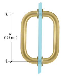 CRL Satin Brass 6" Back-to-Back Solid Brass 3/4" Diameter Pull Handles with Metal Washers